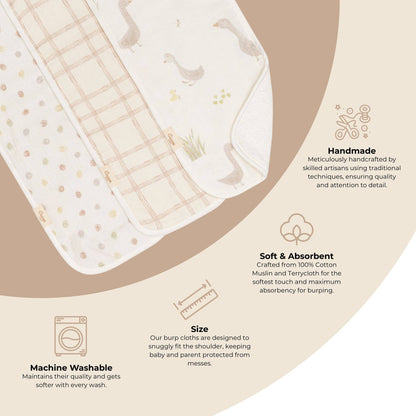 Charlie 3-pc. Farmhouse Goose Burp Cloth Set