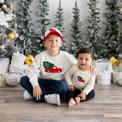 Christmas Truck Patch Sweatshirt - Kids Holiday Sweatshirt