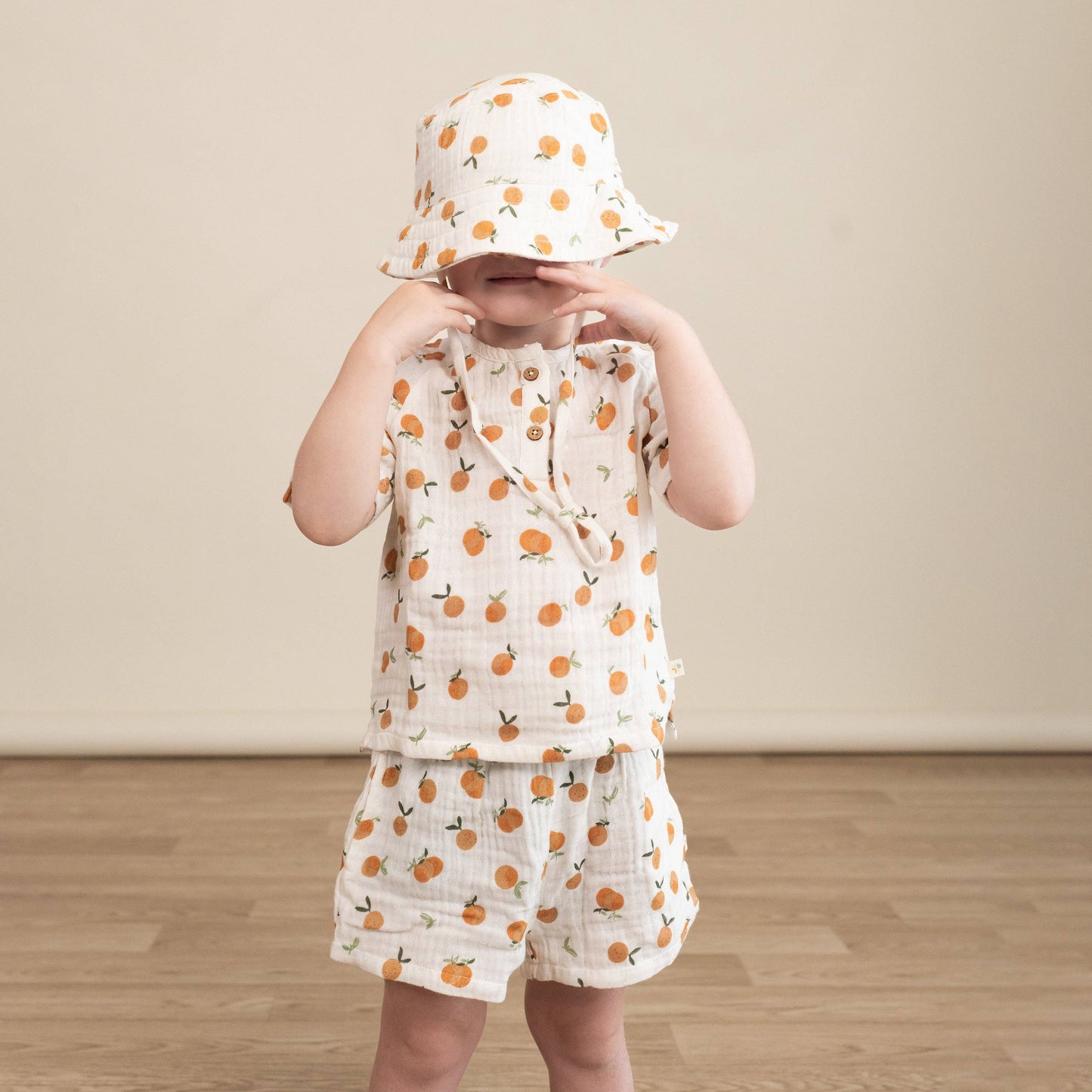 Organic Raglan Shirt & Shorts Set - Mandarin