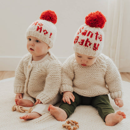 Santa Baby Hand Knit Beanie Hat Baby & Kids