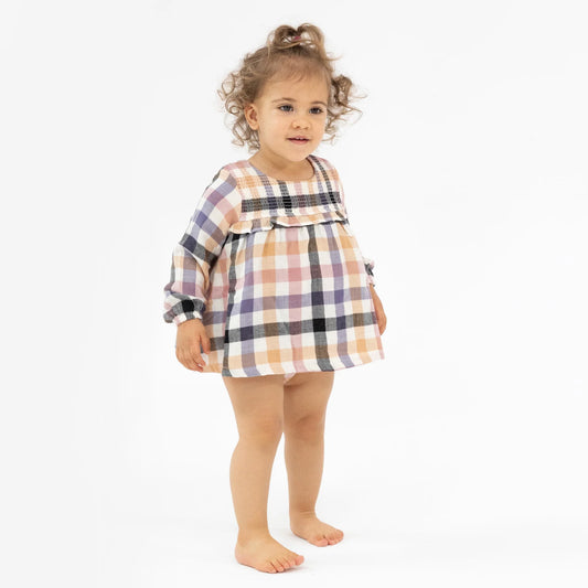 Harvest Plaid -  Smocked Ruffle Bubble with Skirt