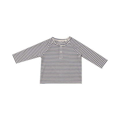 Footballs + Navy & Oat Stripe - Raglan Henley