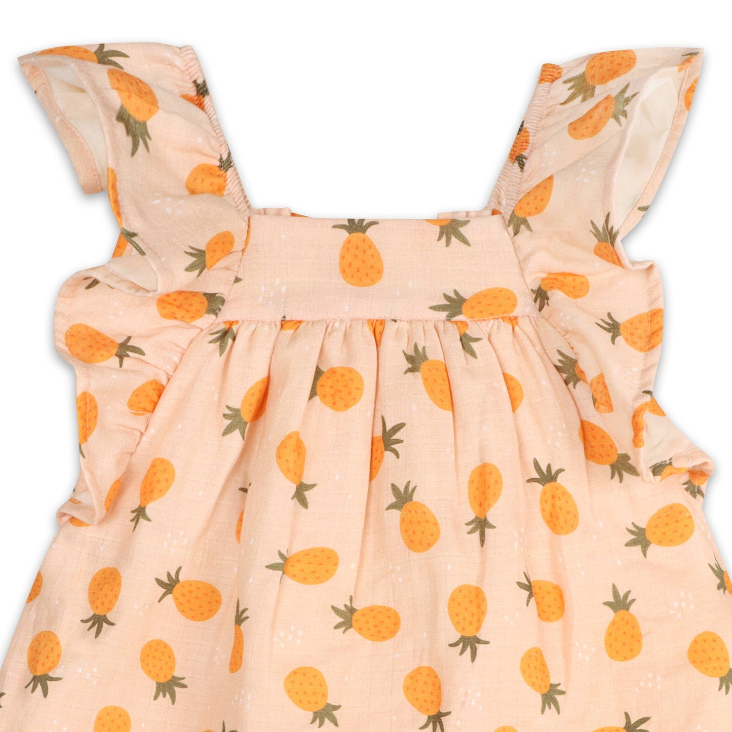Pineapple Ruffle Sleeve Baby Dress + Bloomer