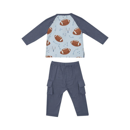 Footballs Blue - Raglan Top with Cargo Pants