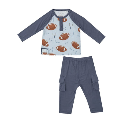 Footballs Blue - Raglan Top with Cargo Pants