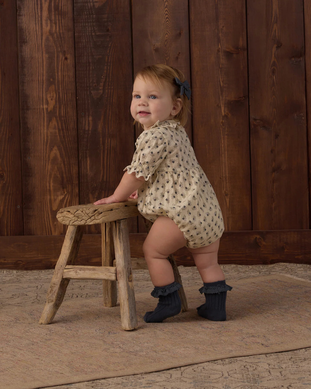 Rylee + Cru Lace Trim Socks 2-pack in fawn and midnight, another view of the kids' socks