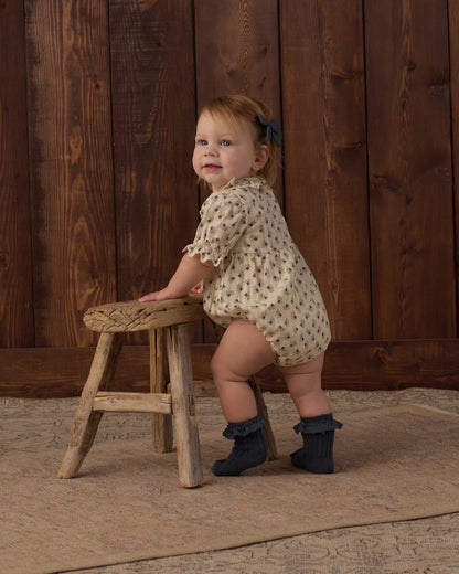 Rylee + Cru Lace Trim Socks 2-pack in fawn and midnight, another view of the kids' socks