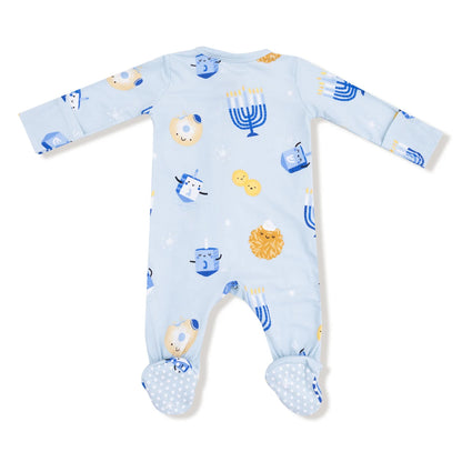 Hanukkah - Blue - 2 Way Zipper Footie