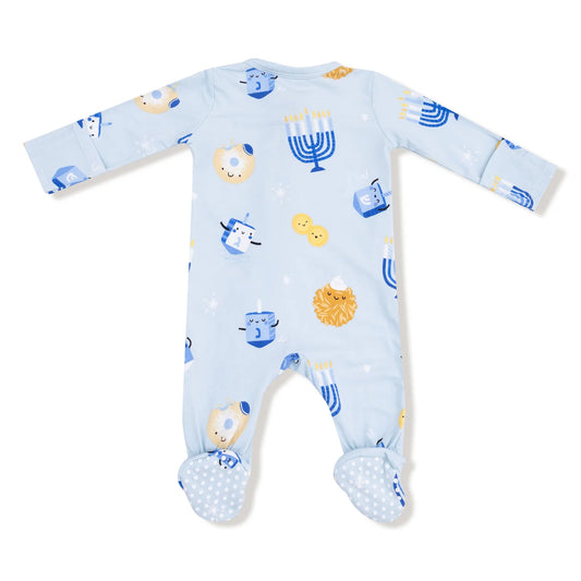 Hanukkah - Blue - 2 Way Zipper Footie