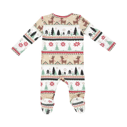 Reindeer Fair Isle - 2 Way Zipper Footie