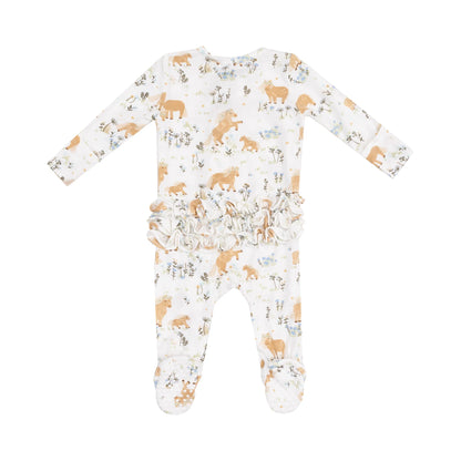 Pretty Ponies - 2 Way Ruffle Zipper Ruffle Back Footie