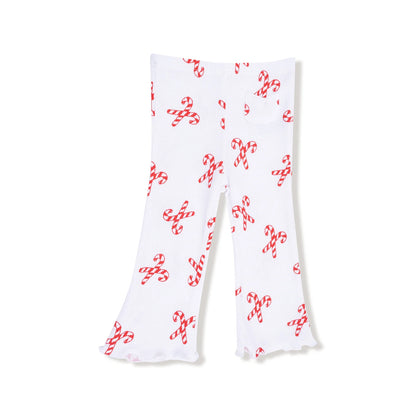 Candy Canes Puffy Long Sleeve Oversized Sweatshirt + Flared Pant