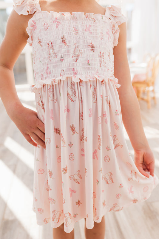 Rosie Rabbit Smocked Twirl Dress