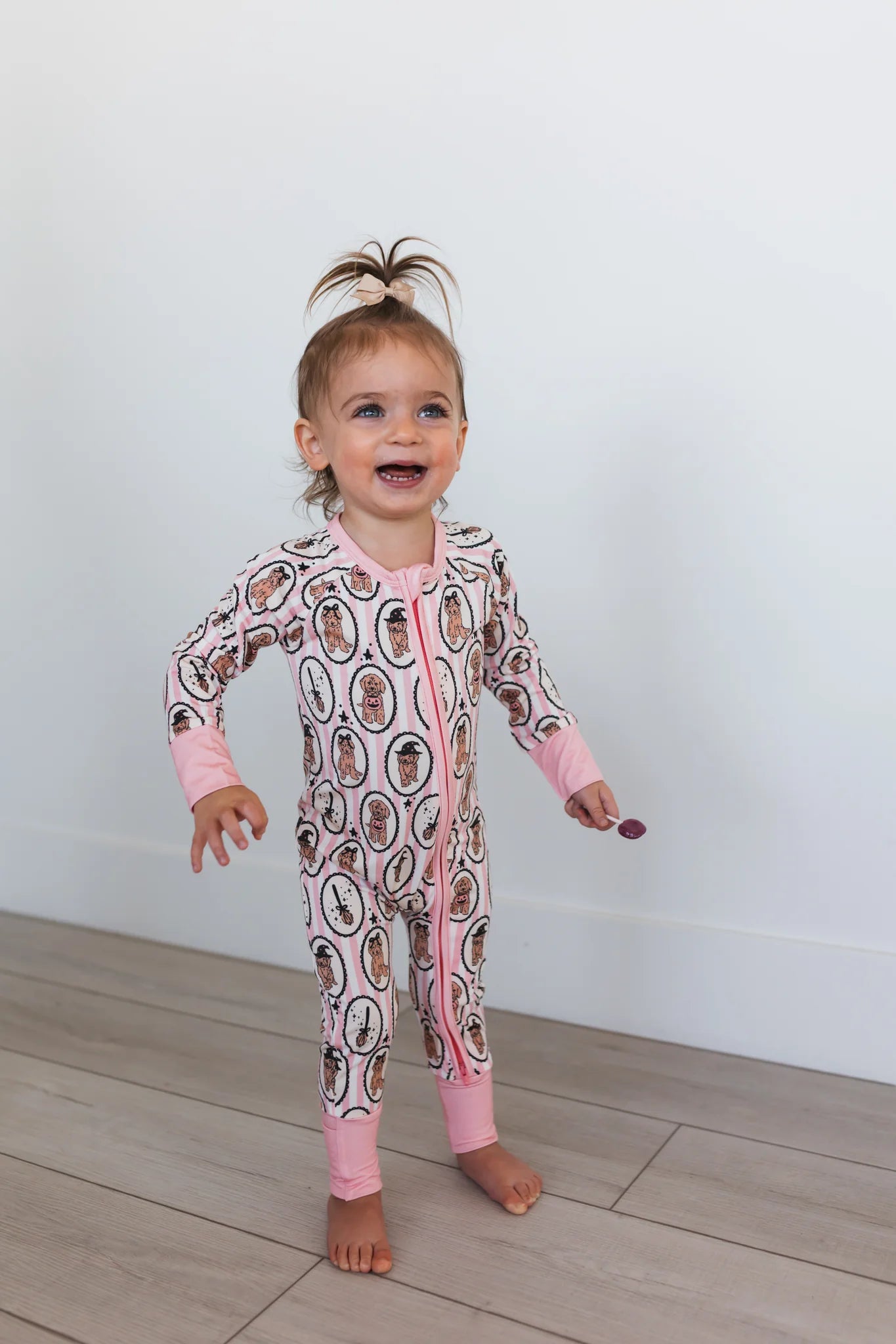 Pink Howl-o-Ween Pups Zipper Romper