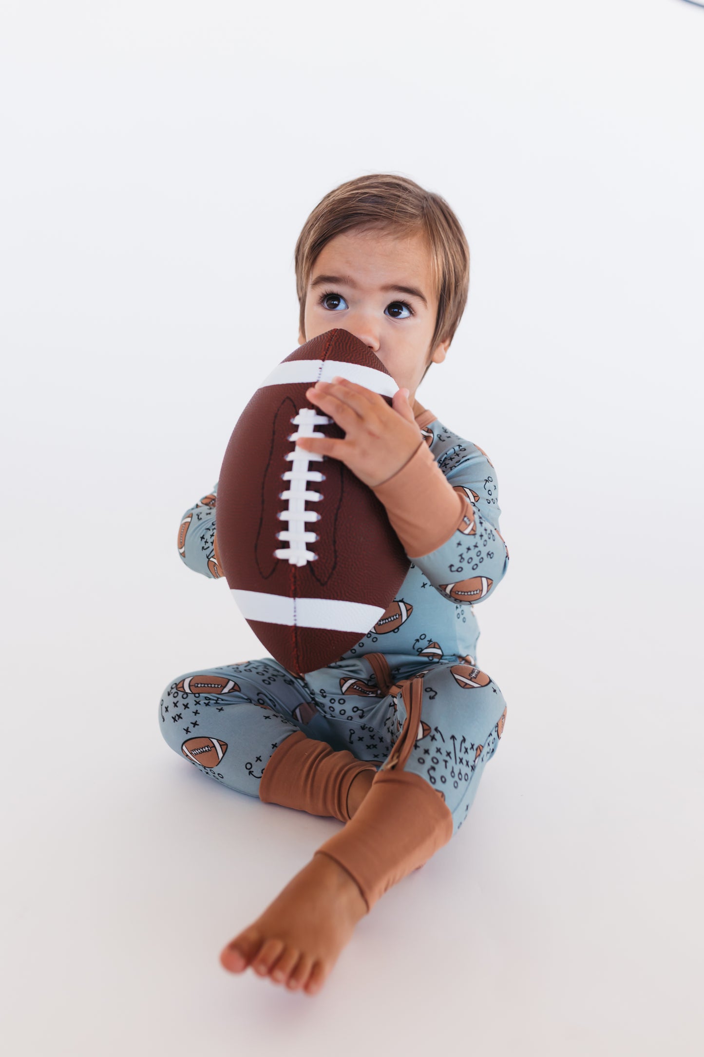 Green Football Zipper Romper