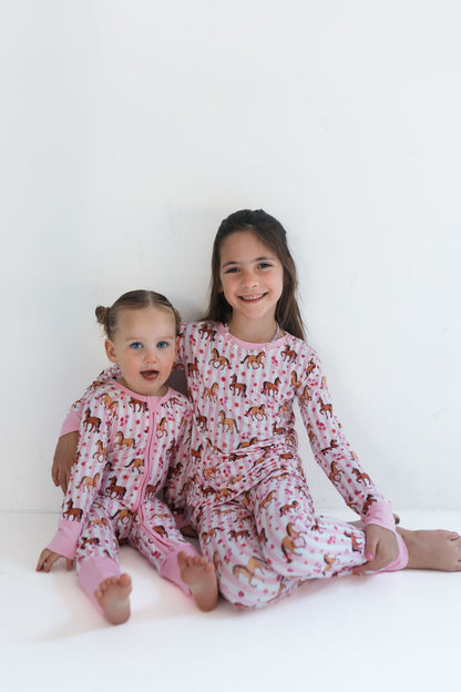 Pink Pony Zipper Romper