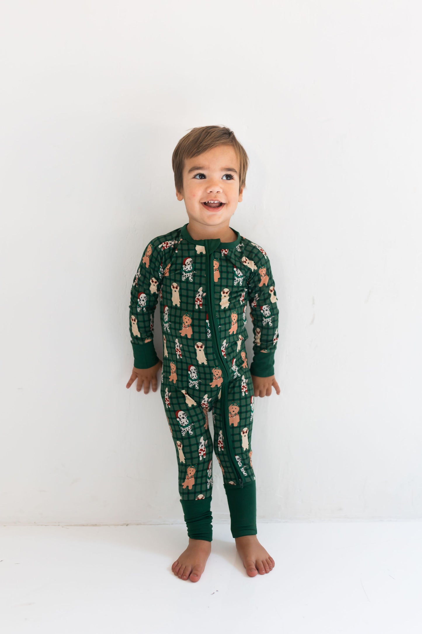 Christmas Pups Zipper Romper