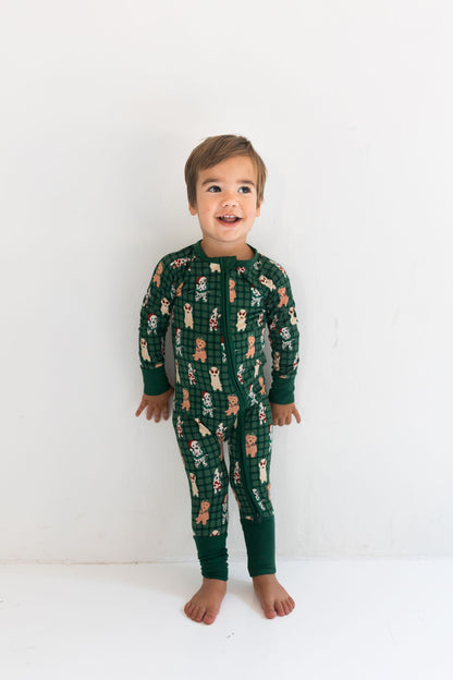Christmas Pups Zipper Romper