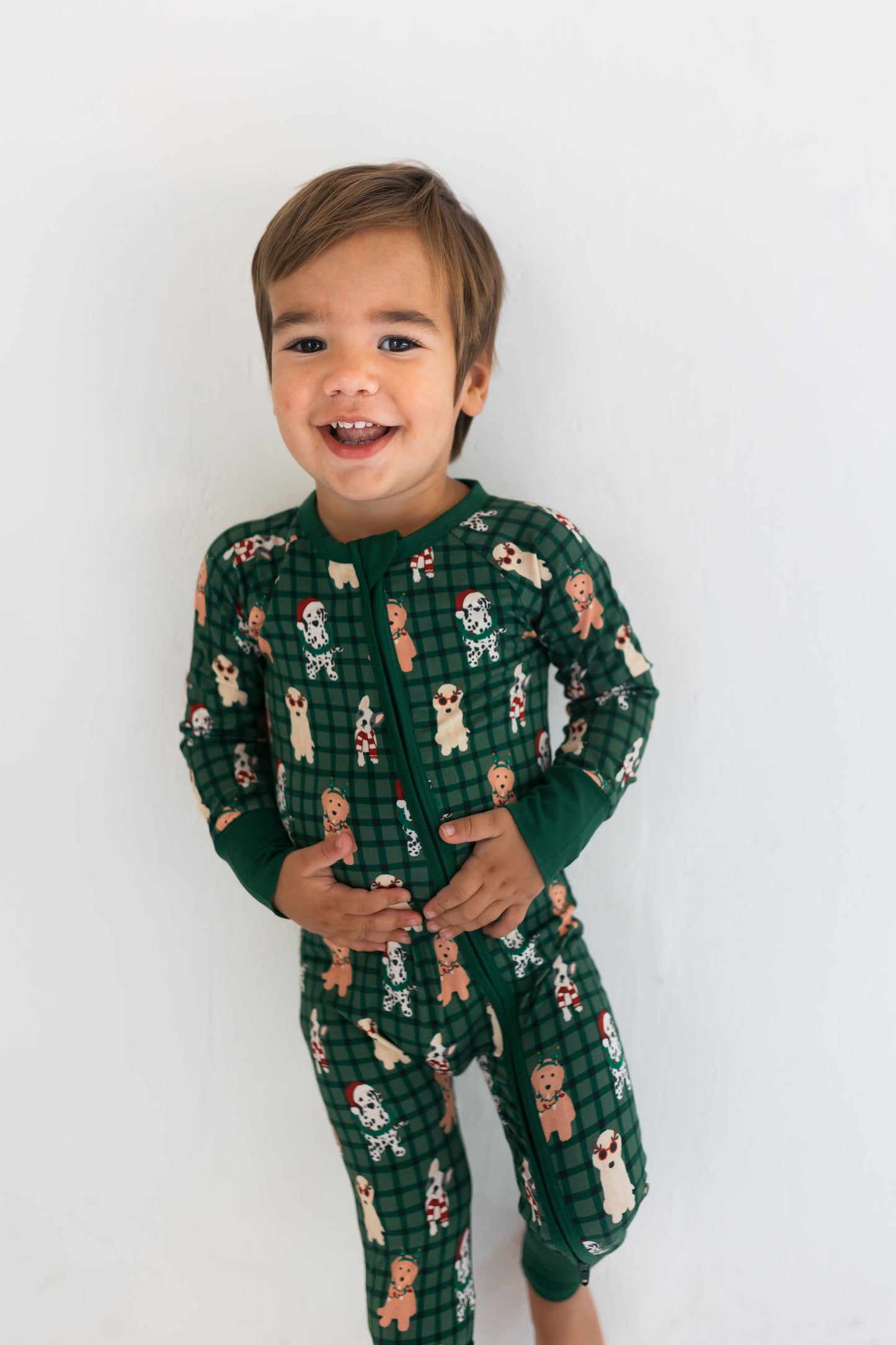 Christmas Pups Zipper Romper