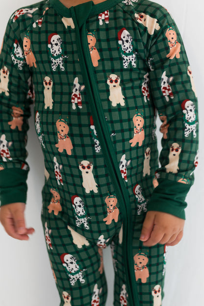 Christmas Pups Zipper Romper