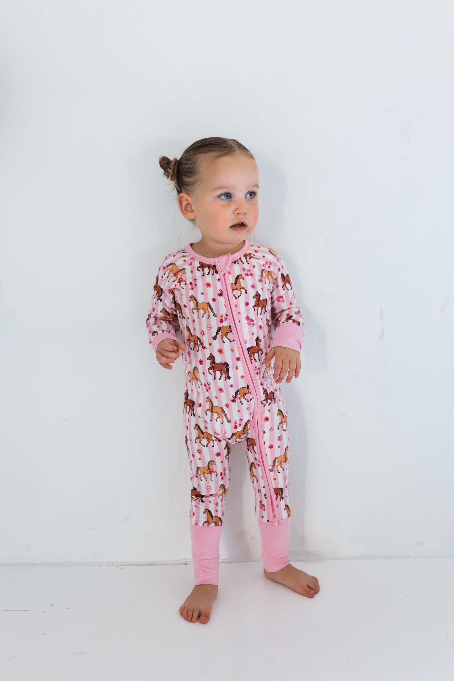 Pink Pony Zipper Romper