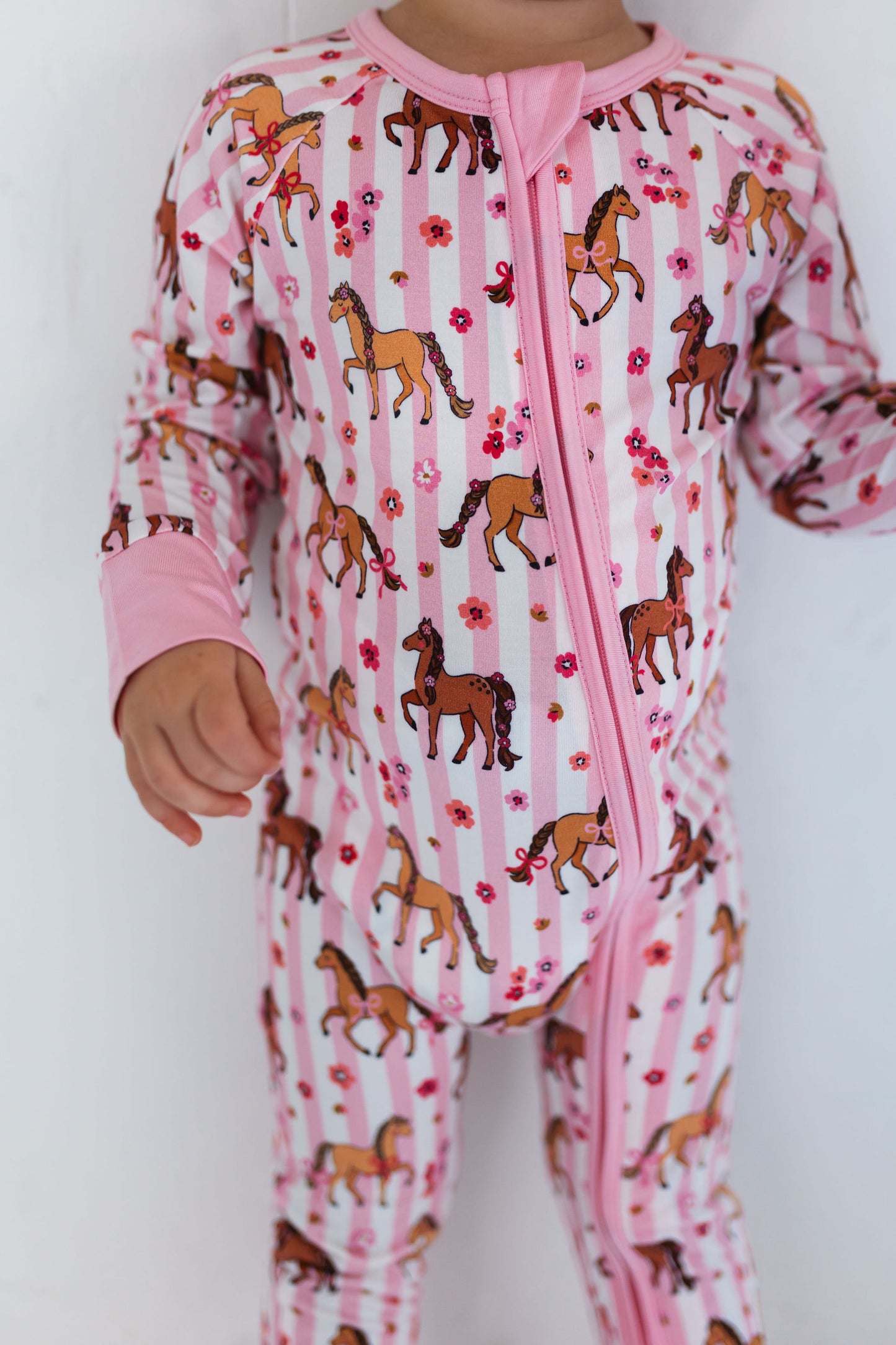 Pink Pony Zipper Romper