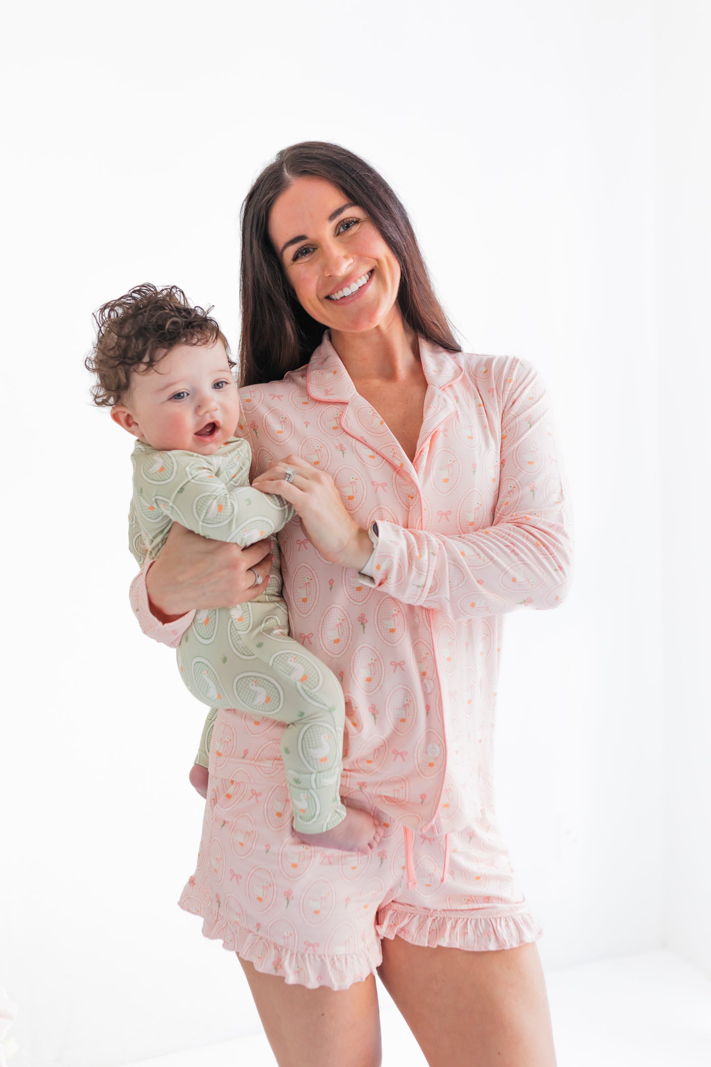 Green Little Goose Zipper Romper