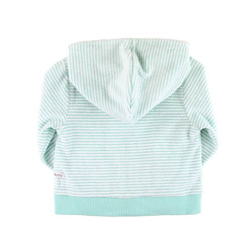 Vintage Aqua Stripe Terry Knit Hoodie