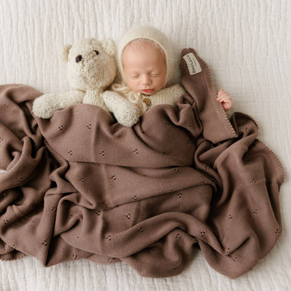 100% Organic Cotton Pointelle Swaddle Receiving Baby Blanket