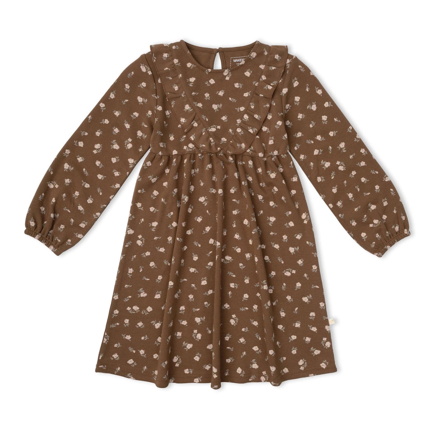 Organic Long Sleeve Ruffle -V- Dress - Primrose