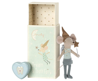 Tooth Fairy Mouse in Matchbox, Blue