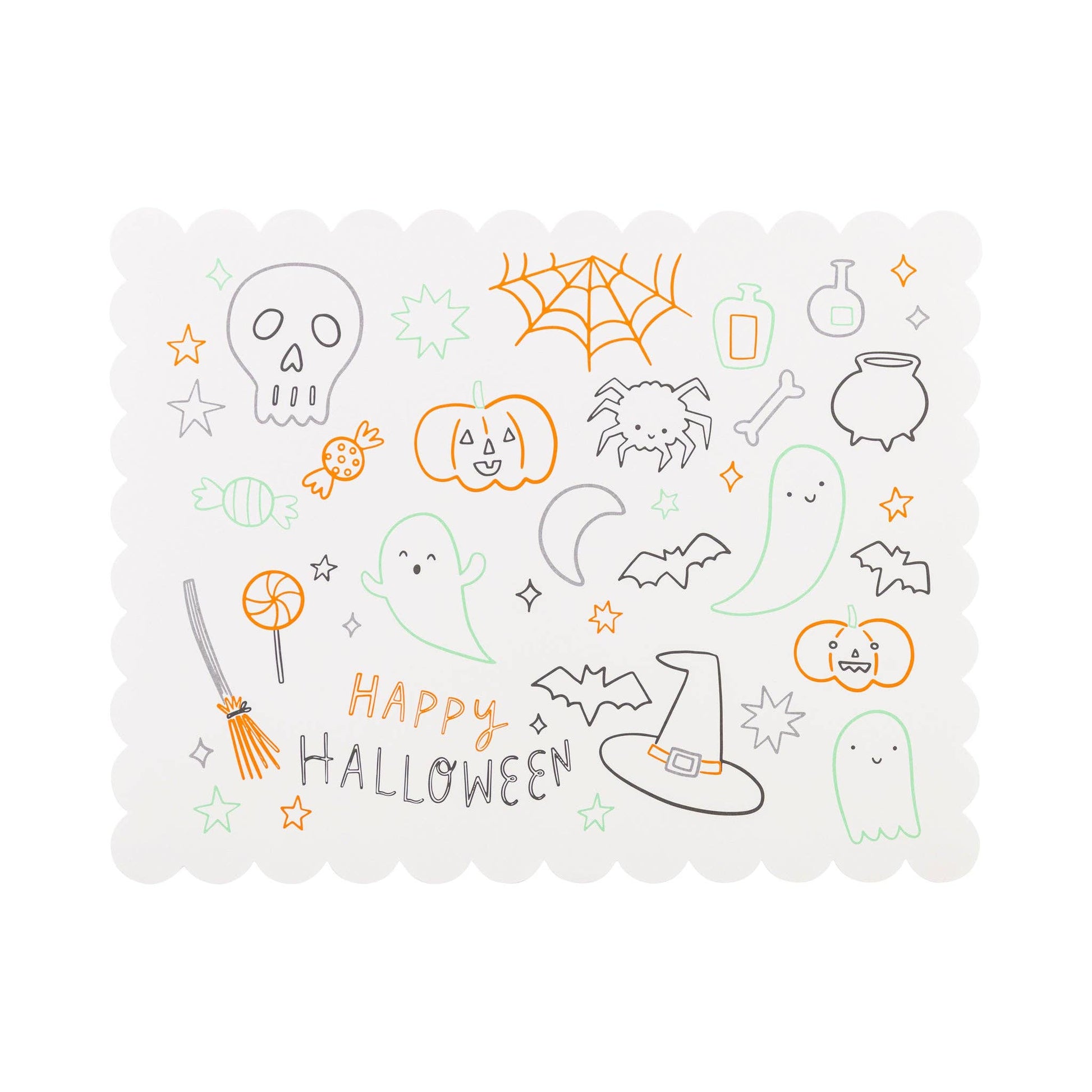 Halloween coloring activity placemat for kids