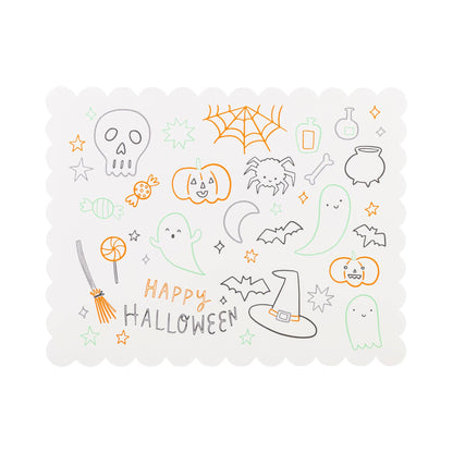 Halloween coloring activity placemat for kids