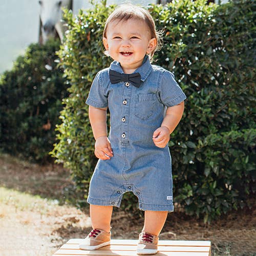 Light Wash Denim Button-Up Romper