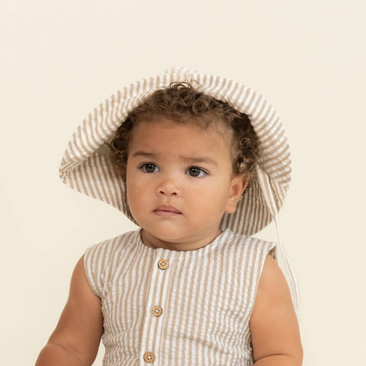 Organic Bucket Sun Hat - Brown Stripes