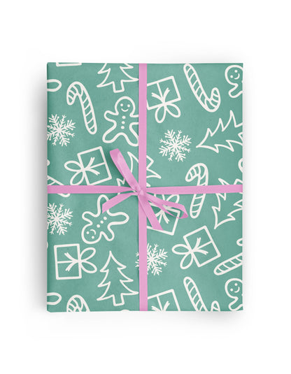 Mint Gingerbread Wrapping Paper Roll