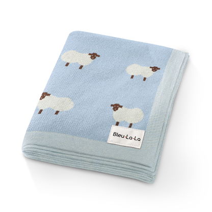 100% Luxury Cotton Swaddle Receiving Baby Blanket - Sheep