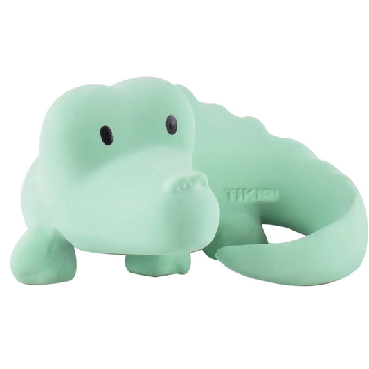 Crocodile Natural Organic Rubber Teether, Rattle & Bath Toy