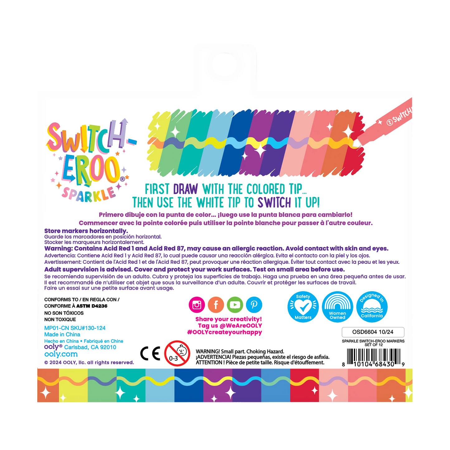 Switch-Eroo Sparkle Glittery Color Changing Markers - Set of 12