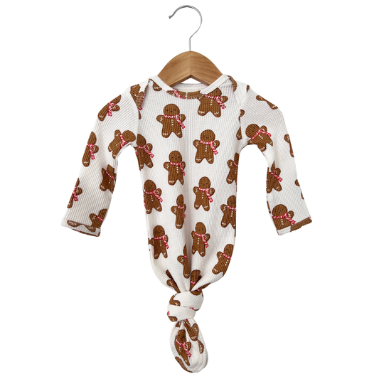 Organic Waffle Knotted Gown, Gingerbread Man