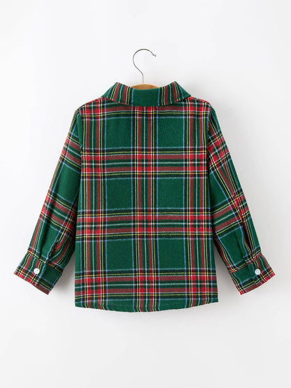 Christmas Plaid Button Down Shirt for Boys