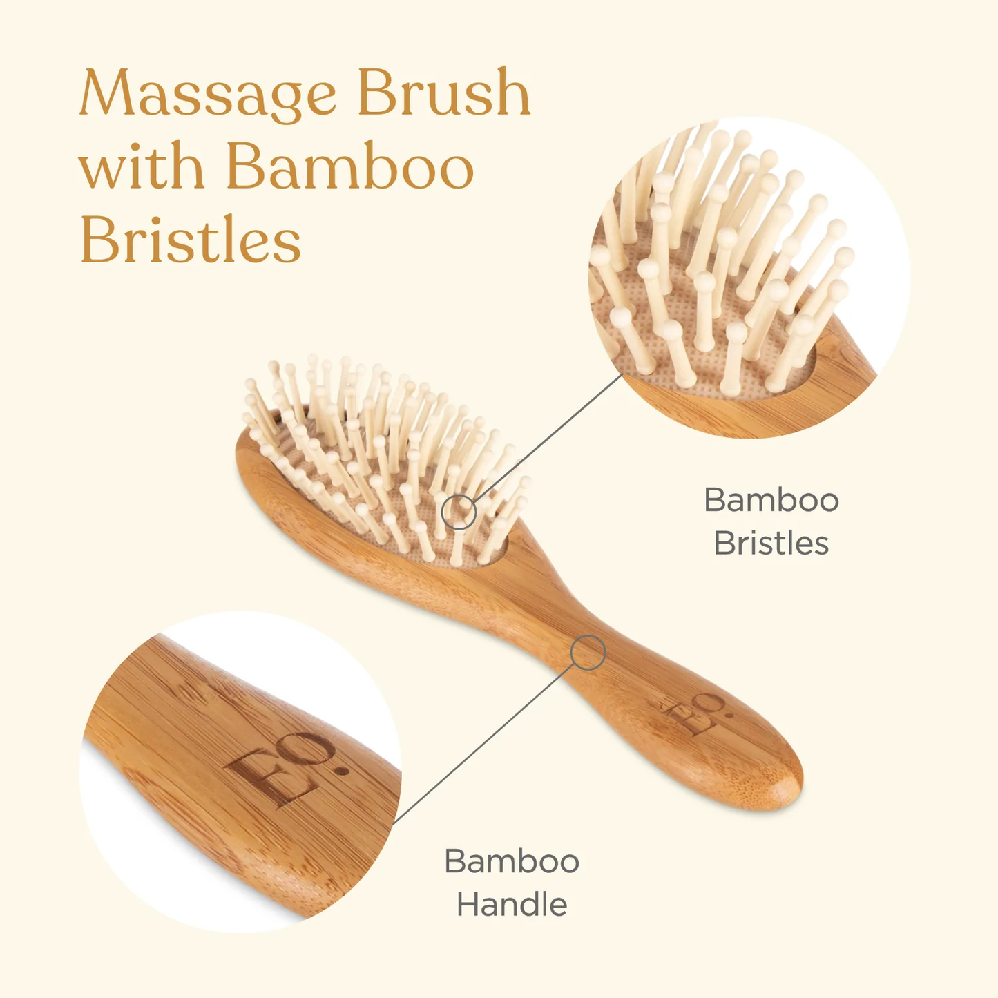 EllaOla 3-Piece Bamboo Brush & Comb Set