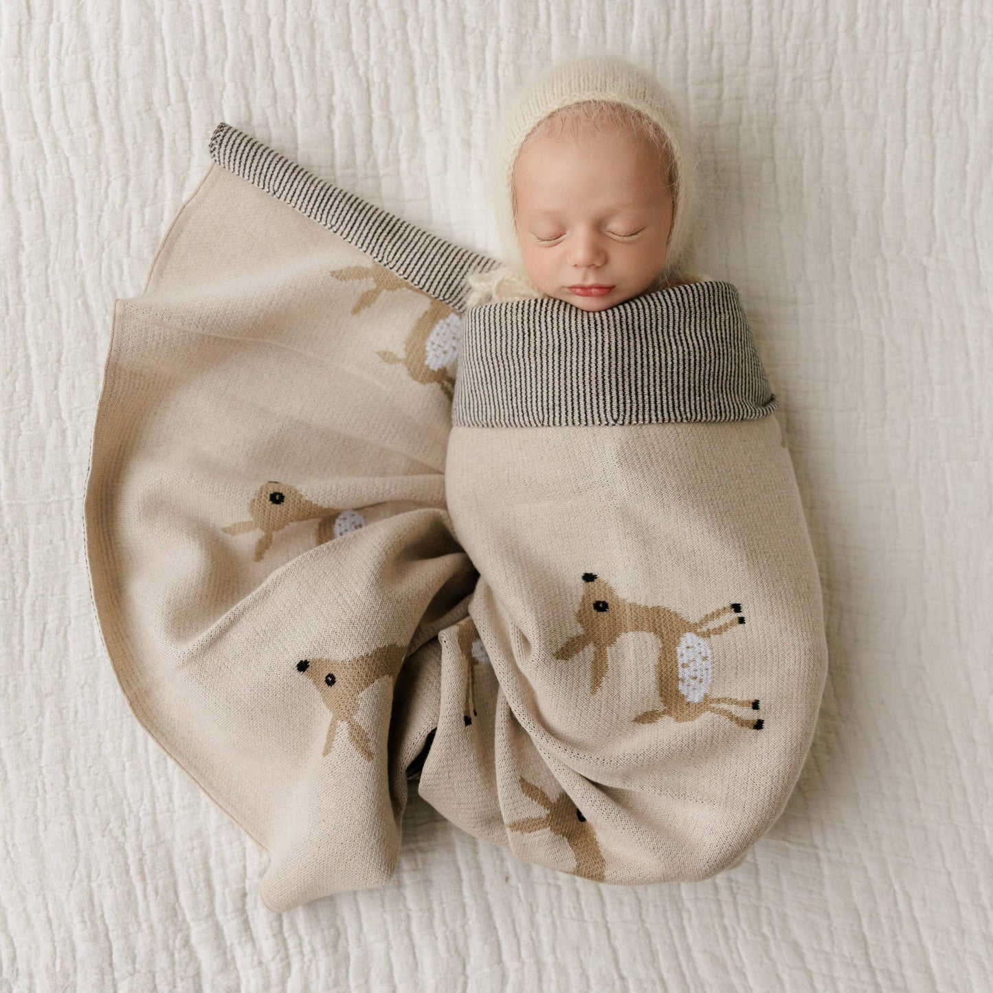 100% Luxury Cotton Swaddle Receiving Baby Blanket - Deer