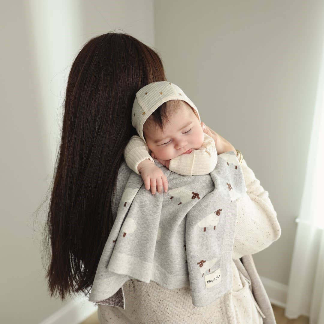 100% Luxury Cotton Swaddle Receiving Baby Blanket - Sheep