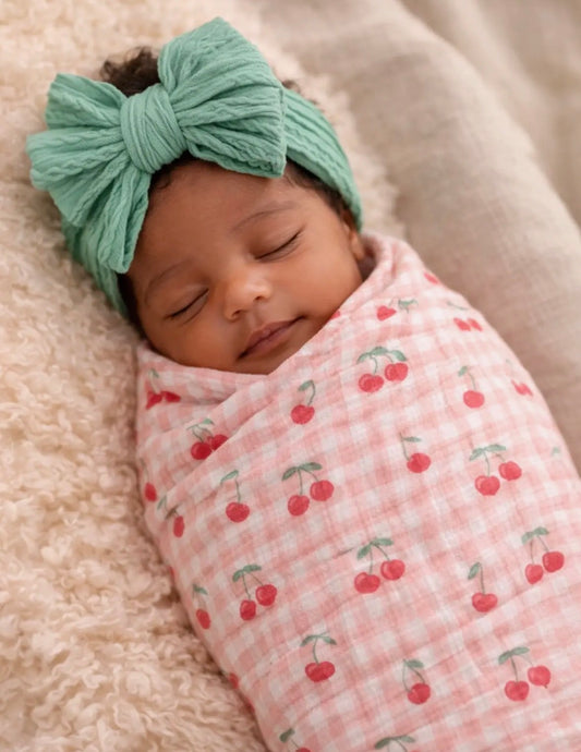 Gingham Cherries / Muslin Swaddle