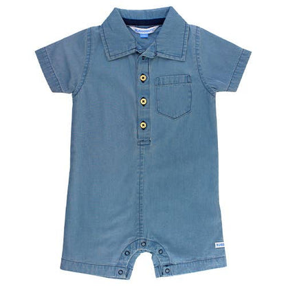 Light Wash Denim Button-Up Romper