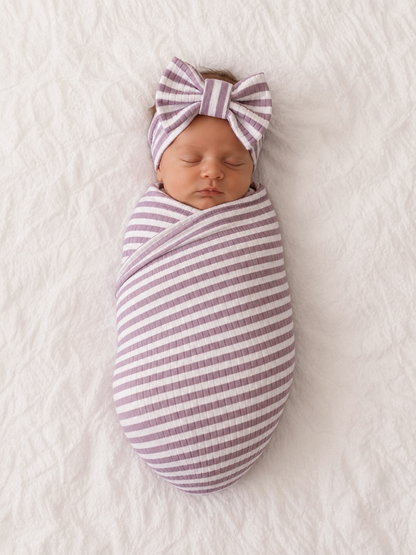 Violet Stripe / Ribbed Swaddle Blanket