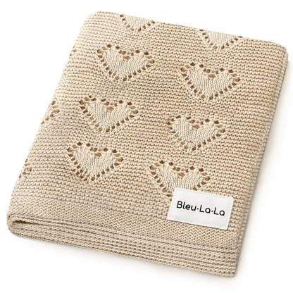 100% Luxury Cotton Swaddle Receiving Baby Blanket - Heart