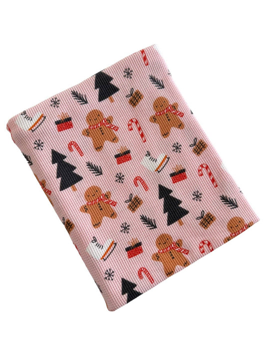 Organic Cotton Waffle Swaddle, Gingerbread Wonderland Blush