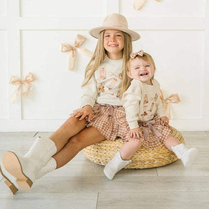 Gingham Printed Tulle Bow Baby Headband